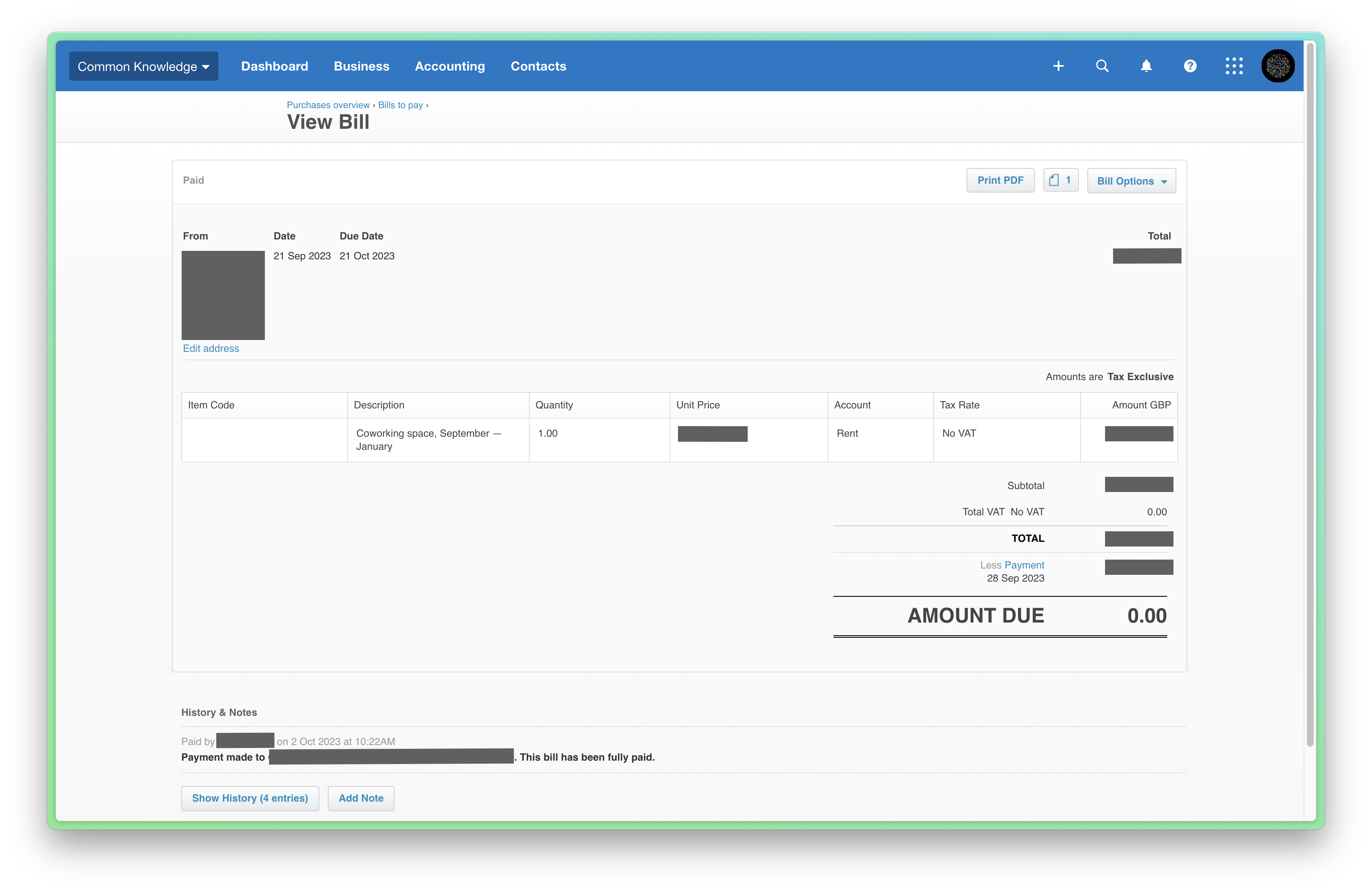 Create expense in Xero