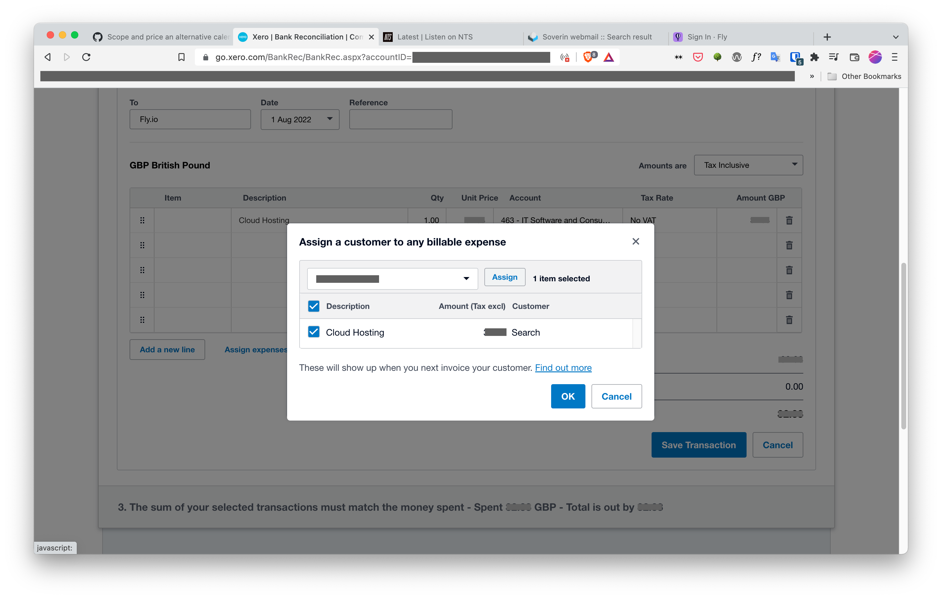 Assign expenses in Xero